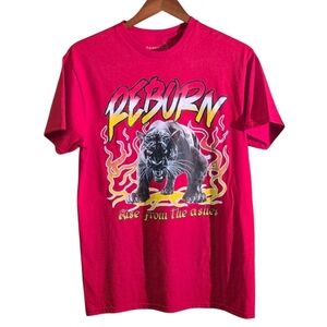 90s Papercut Collection Reborn Panther Fire Graphic Men's T-Shirt - Red Size M